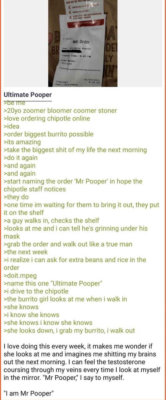 Ultimate Pooper Мем про "Ultimate Pooper" и заказы в Chipotle