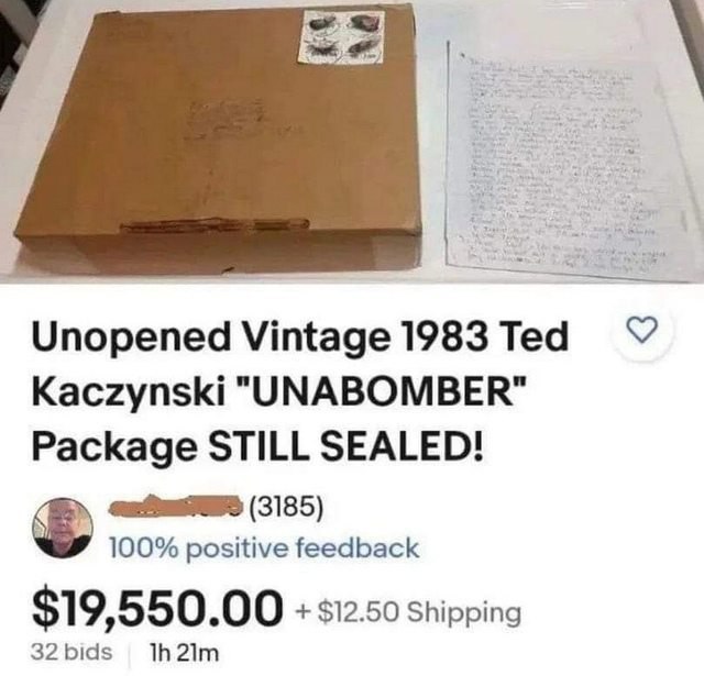 Unopened Vintage 1983 Ted Kaczynski UNABOMBER Package STILL SEALED Винтажная посылка Теда Качинского Унабомбера