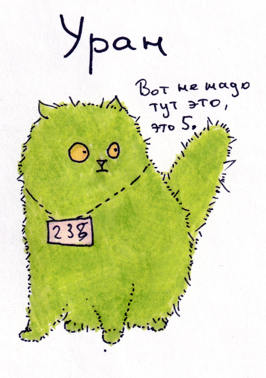 Уран, вот не надо тут это, это 5 Зеленый кот Уран, который говорит: "Вот не надо тут это, это 5" и у него на шее висит табличка с цифрами "238"