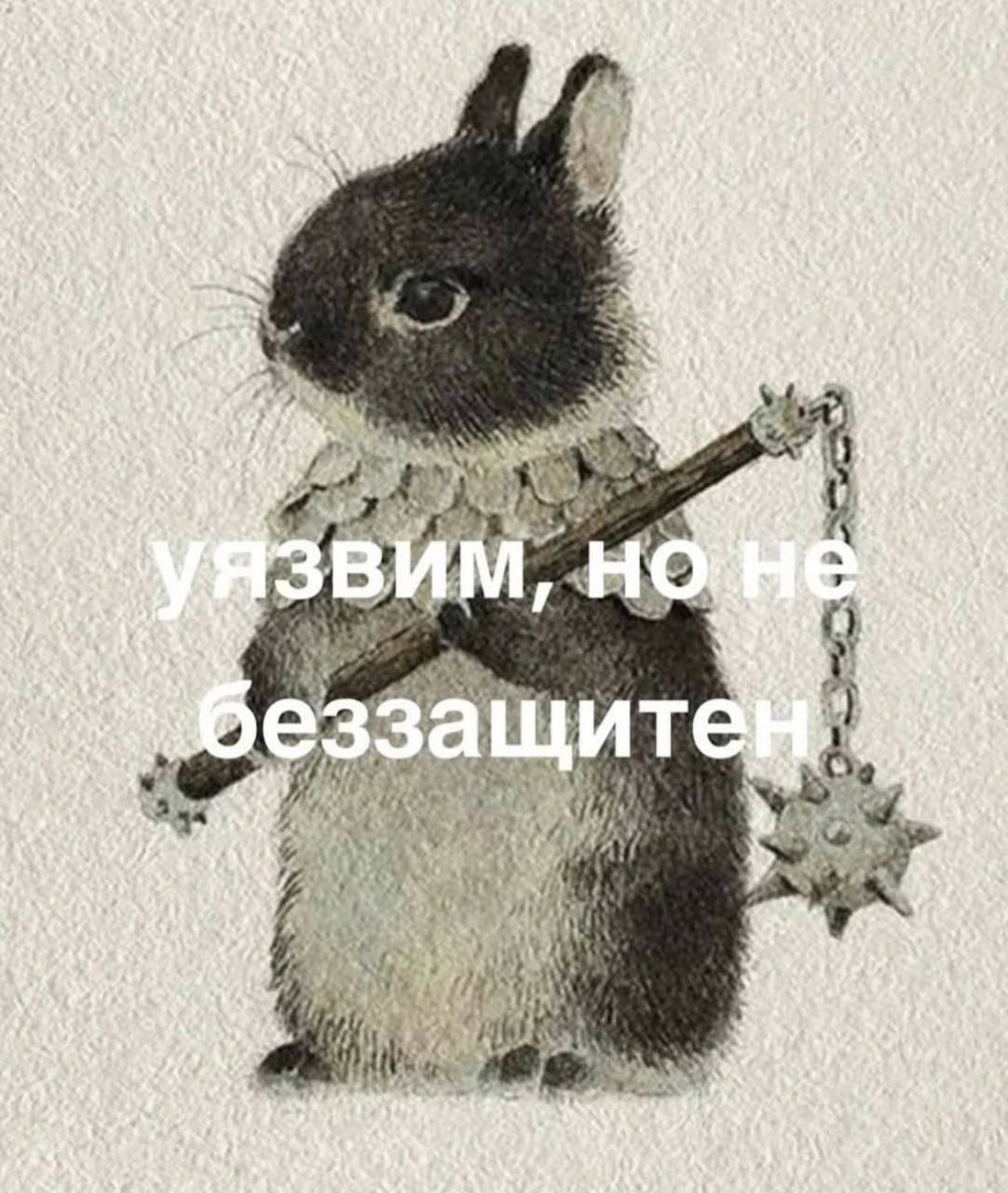 Уязвим, но не беззащитен Уязвимый, но не беззащитный зайчик с булавой
