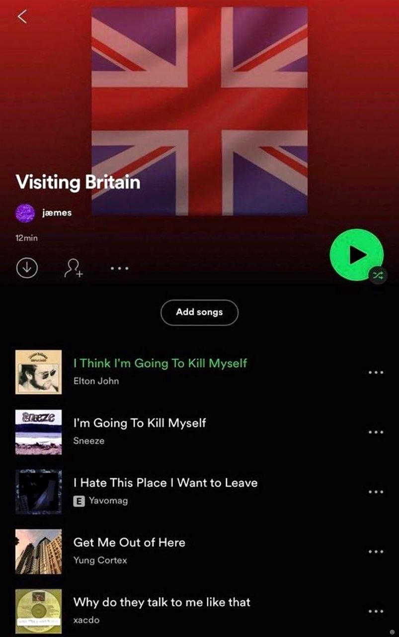 Плейлист Visiting Britain Spotify-плейлист Visiting Britain со странными песнями