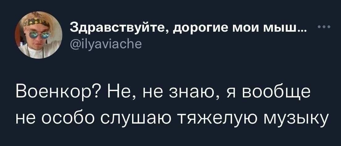 Военкор? Не, не знаю, я вообще не особо слушаю тяжелую музыку Мем про военкора и тяжелую музыку из-за созвучия слов