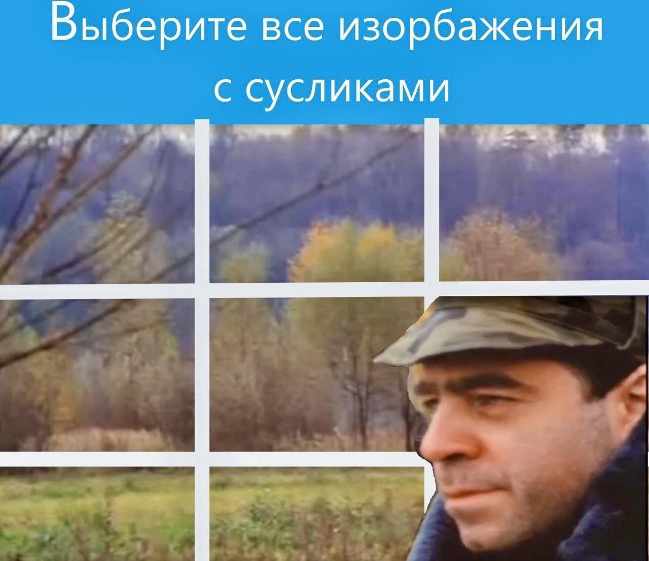 Выберите все изображения с сусликами Мем с Мурадом и надписью «Выберите все изображения с сусликами»