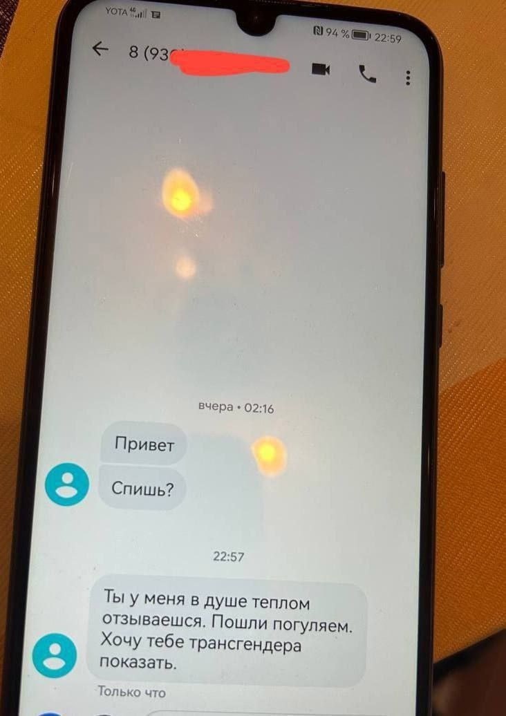 Хочу тебе трансгендера показать Скриншот переписки в мессенджере с фразой «Хочу тебе трансгендера показать».