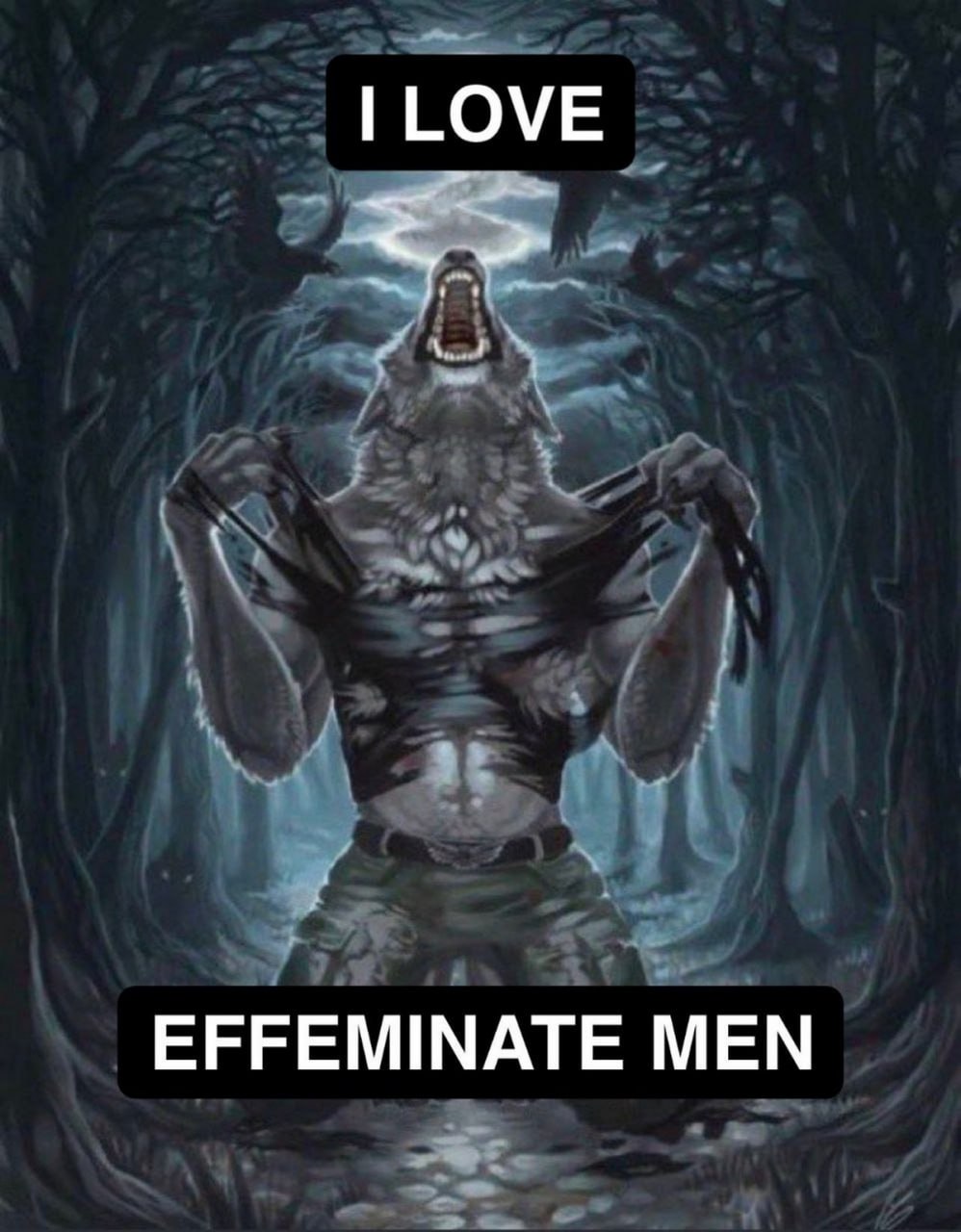 I love effeminate men Оборотень разрывает свою одежду, чтобы показать свою любовь к женственным мужчинам