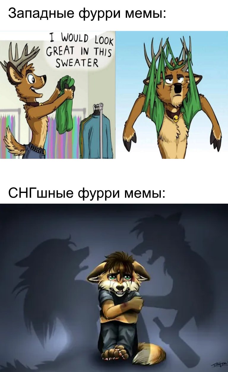 Западные и СНГшные фурри мемы Сравнение западных и СНГшных фурри мемов