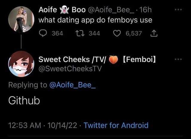 What dating app do femboys use Github Мем про приложение для знакомств фембоев и Github.