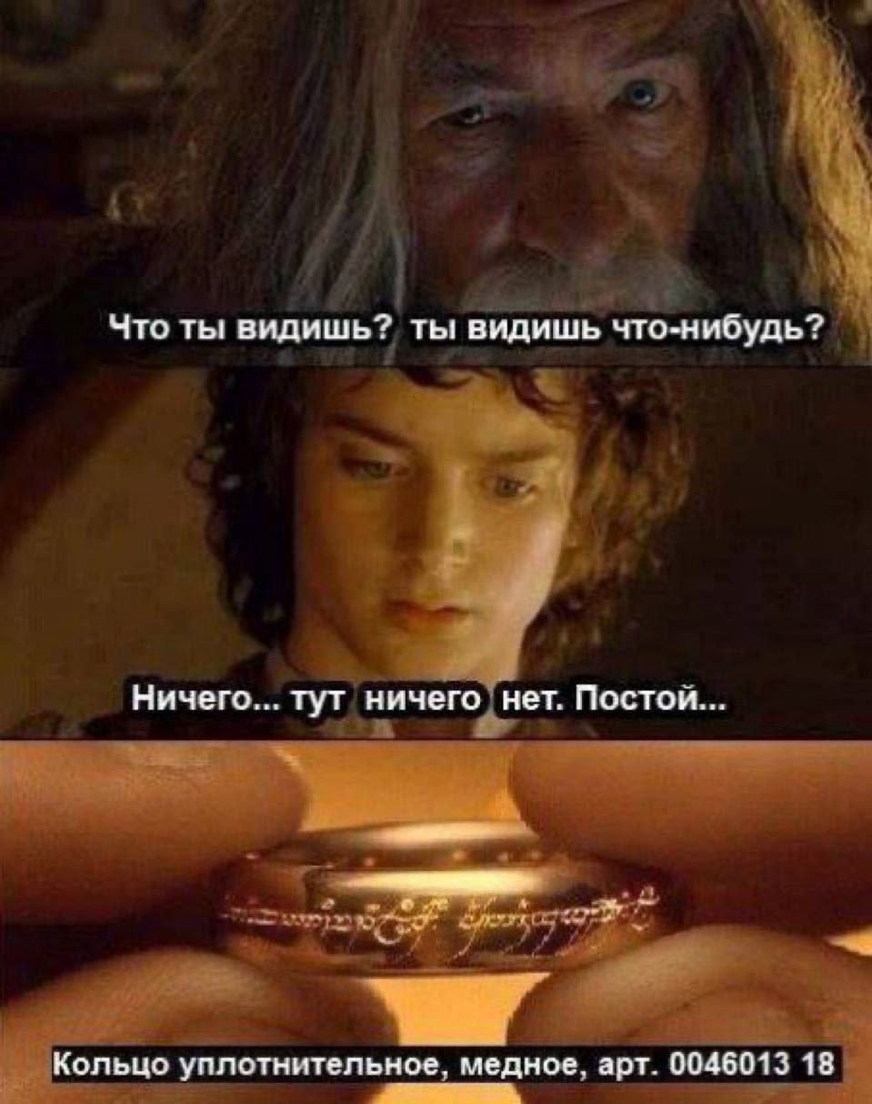 Что ты видишь? Кольцо уплотнительное Мем, где Гэндальф спрашивает Фродо, что он видит, а оказывается, что это уплотнительное кольцо.