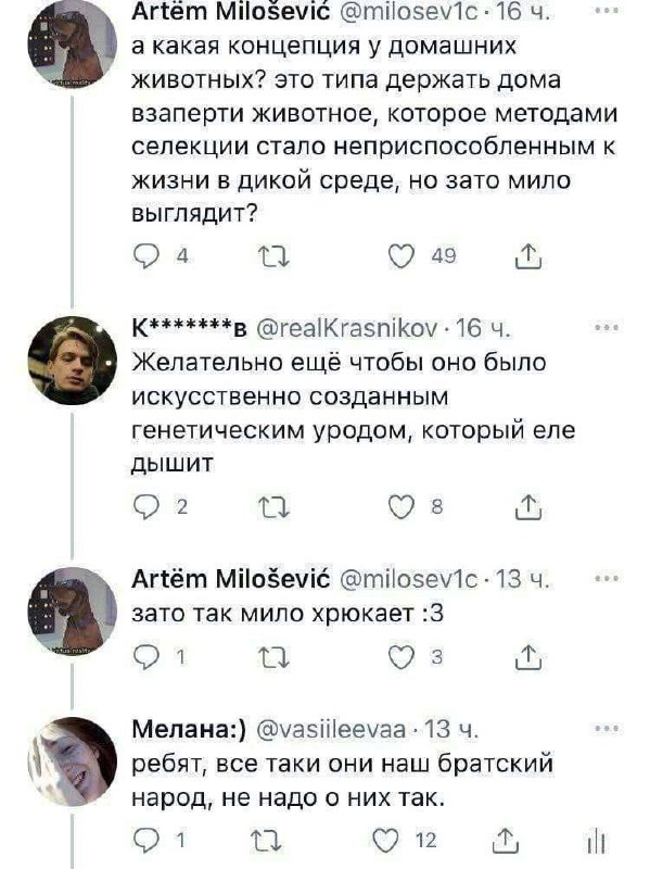 А какая концепция у домашних животных Переписка в Твиттере о смысле домашних животных и их селекции