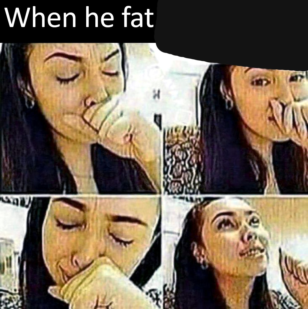 When he fat Девушка пытается сдержать смех