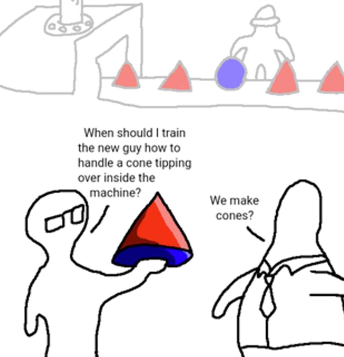 When should I train the new guy Мем про то, как руководитель не знает, чем занимается его компания