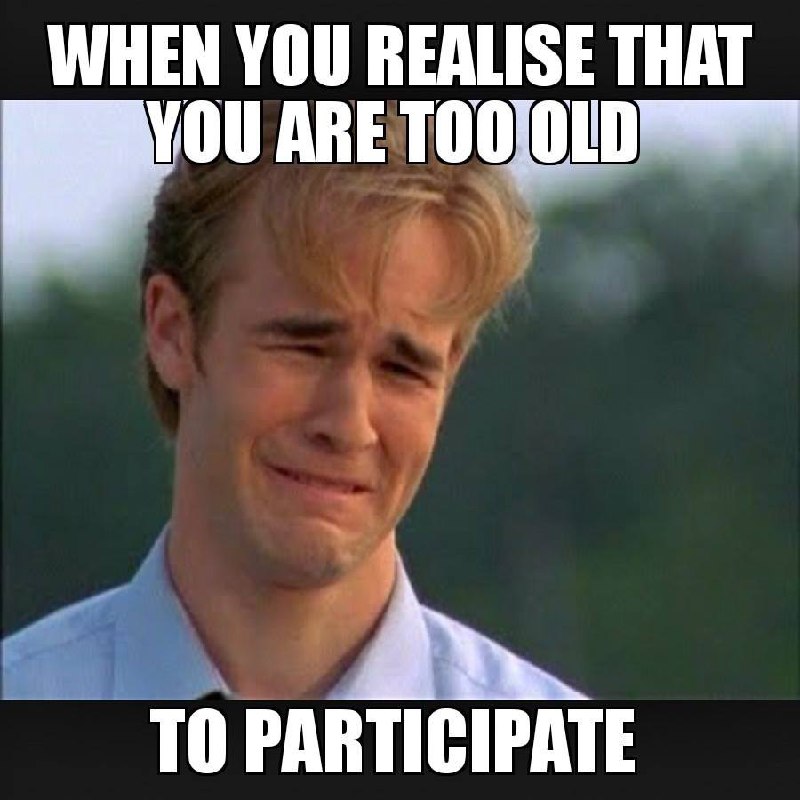 When you realise that you are too old to participate Молодой человек плачет от осознания, что он слишком стар, чтобы участвовать