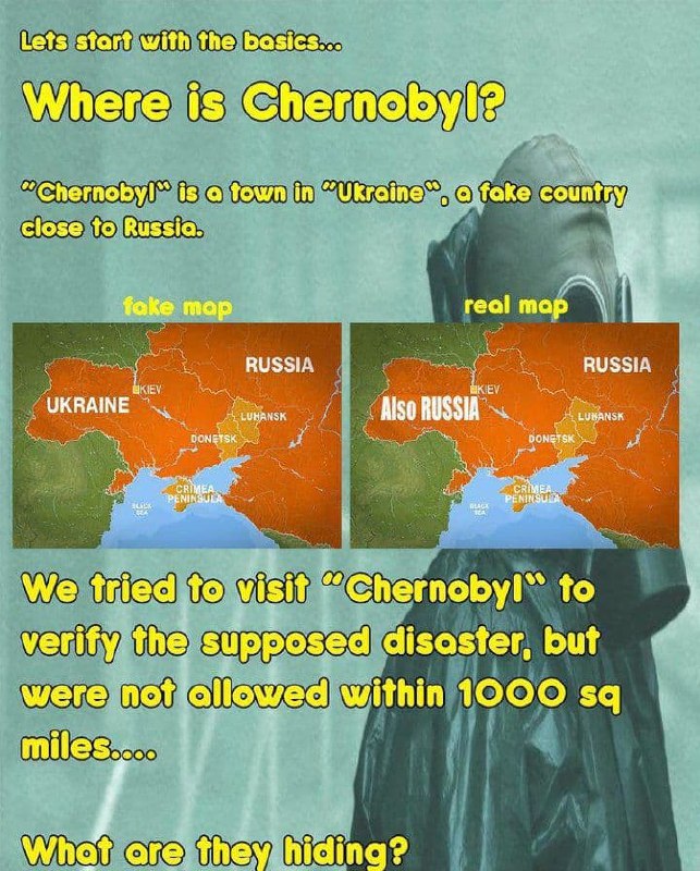 Where is Chernobyl? Мем про Чернобыль, Украину и Россию с вопросом "Что они скрывают?".