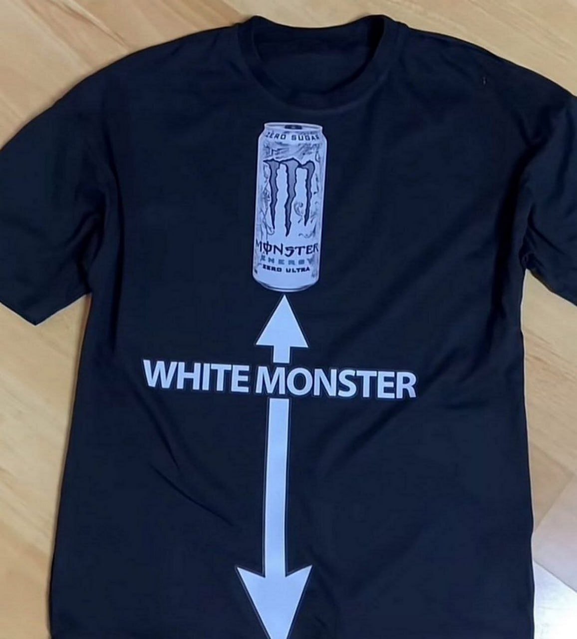 White Monster футболка Черная футболка с банкой Monster Energy Zero Ultra и надписью White Monster