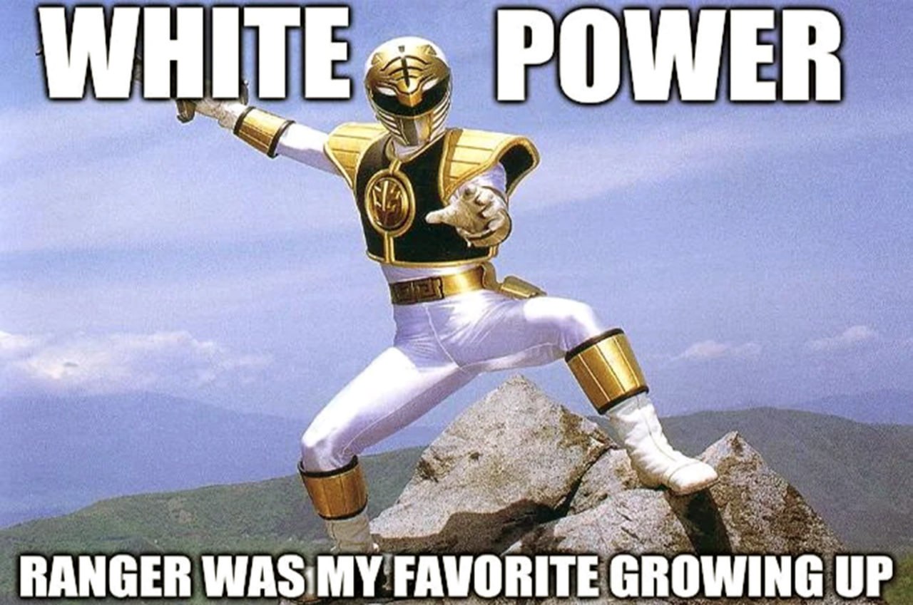 White power Белый рейнджер на горе и текст "White power, ranger was my favorite growing up"