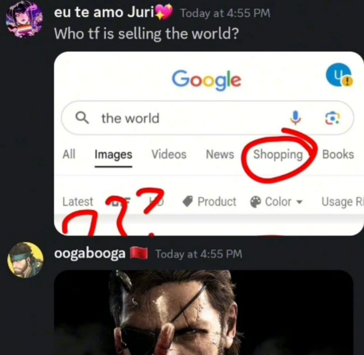 Who tf is selling the world? Мем, где человек ищет "the world" в Google и видит вкладку "Shopping", удивляясь, кто продаёт мир.