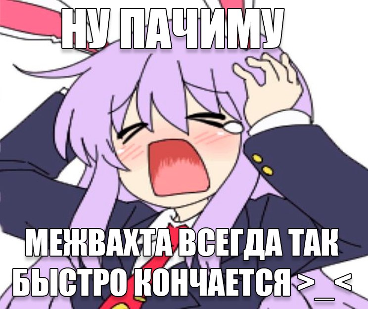 Аниме-девушка в отчаянии жалуется, что межвахта всегда заканчивается слишком быстро