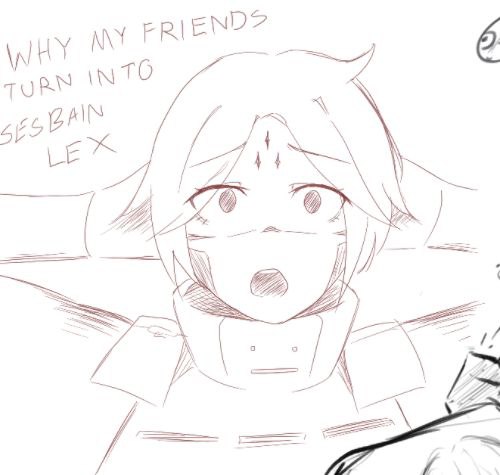 Удивлённая аниме-девушка и подпись «Why my friends turn into Sebian Lex»