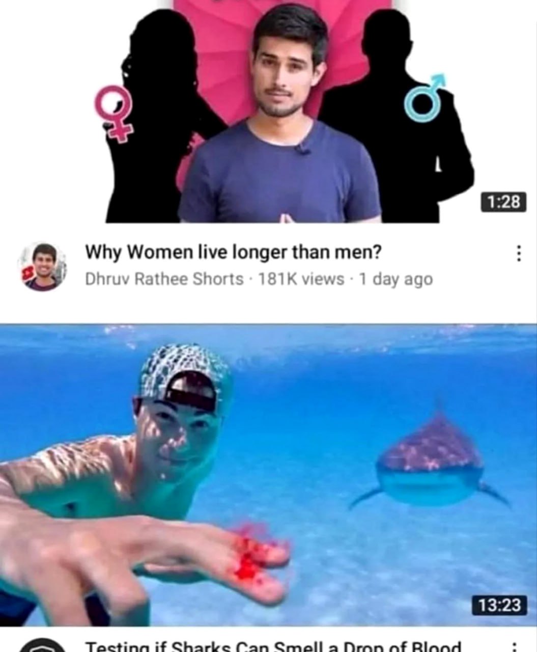 Why Women live longer than men Почему женщины живут дольше мужчин, проверка могут ли акулы почуствовать каплю крови