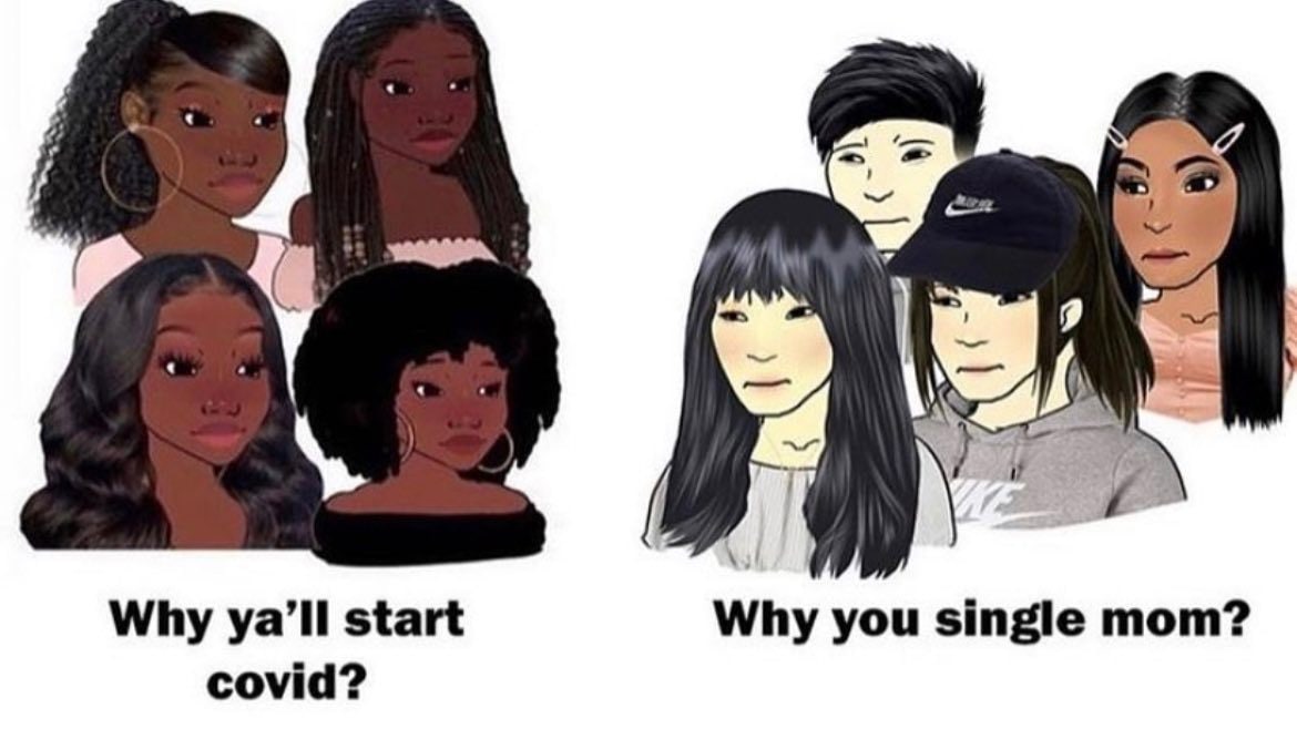 Why ya'll start covid vs Why you single mom Мем с фразами «Why ya'll start covid?» и «Why you single mom?» на белом фоне.