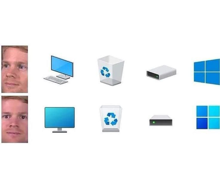 Иконки Windows тогда и сейчас Иконки Windows тогда и сейчас с удивленным лицом мужчины