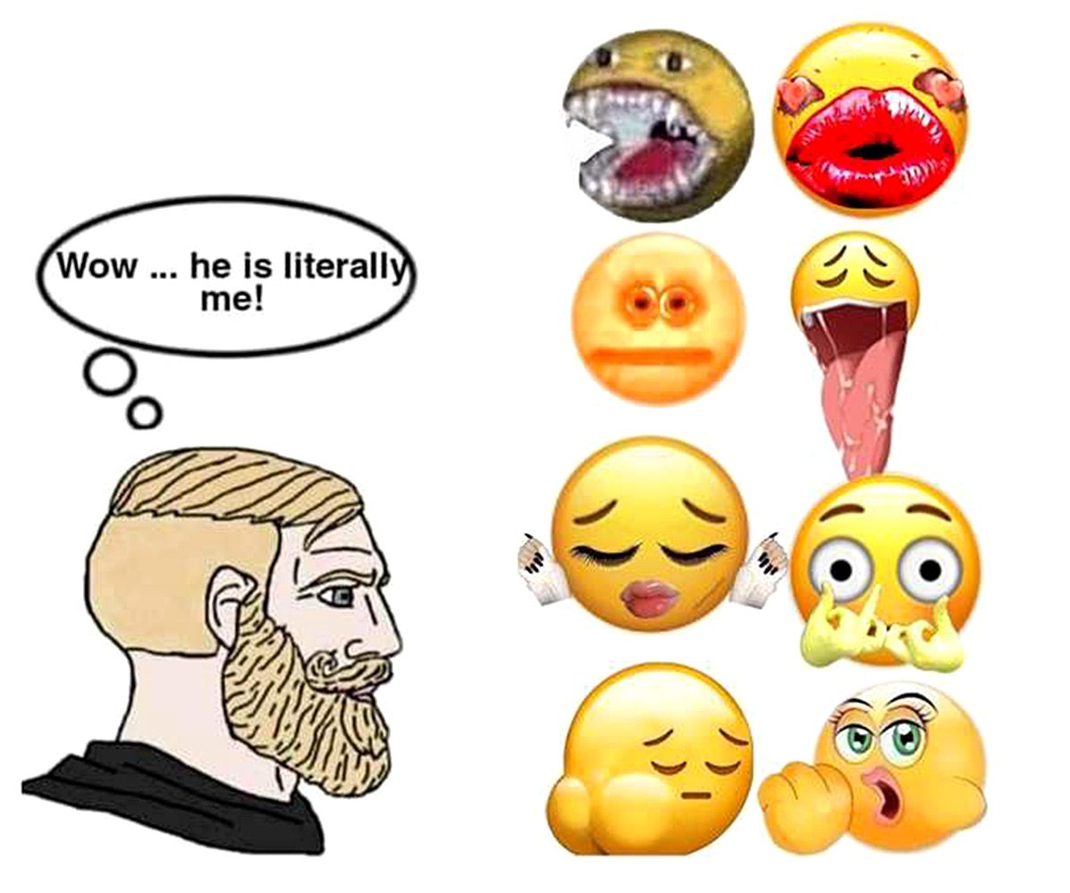 Wow he is literally me Мем с Чэдом и эмодзи Wow he is literally me