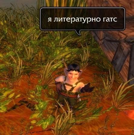 Я литературно гатс Мем с персонажем из World of Warcraft, который говорит "Я литературно гатс"