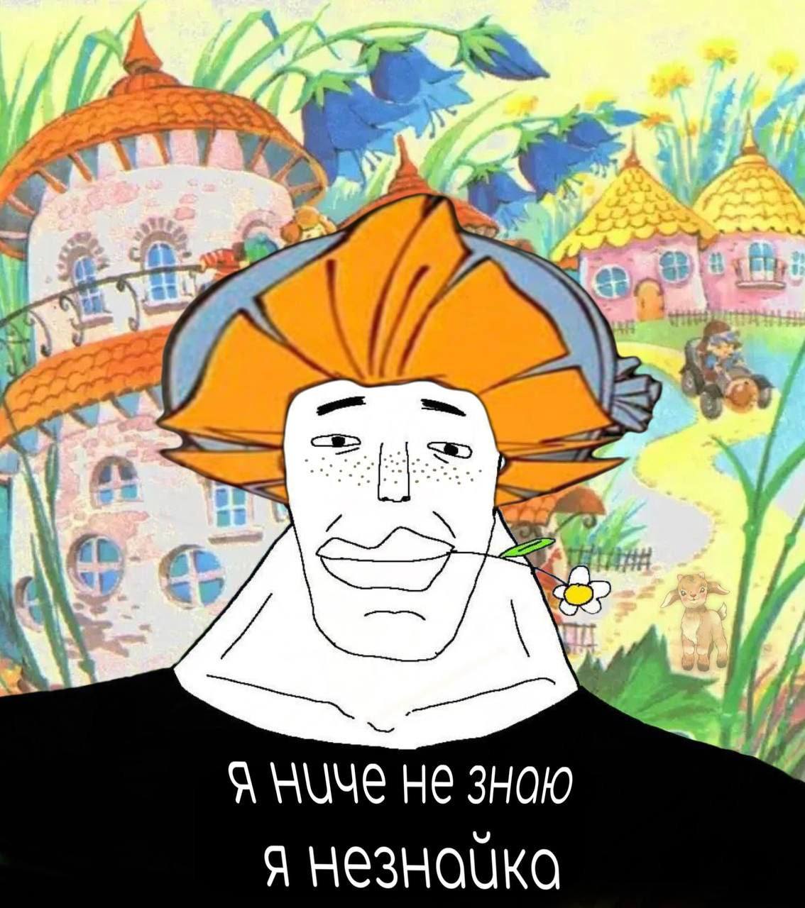 Я ничего не знаю, я Незнайка Мем с персонажем Незнайки, который говорит: «Я ниче не знаю, я Незнайка»