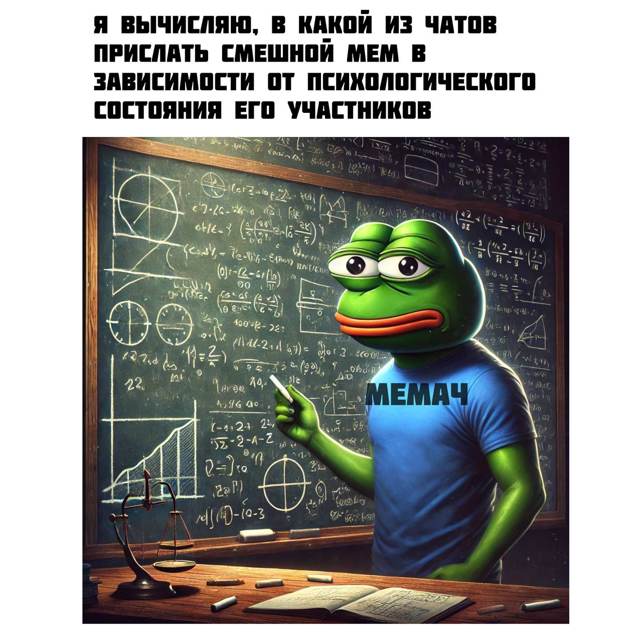 Я вычисляю, в какой из чатов прислать смешной мем Я вычисляю, в какой из чатов прислать смешной мем в зависимости от психологического состояния его участников