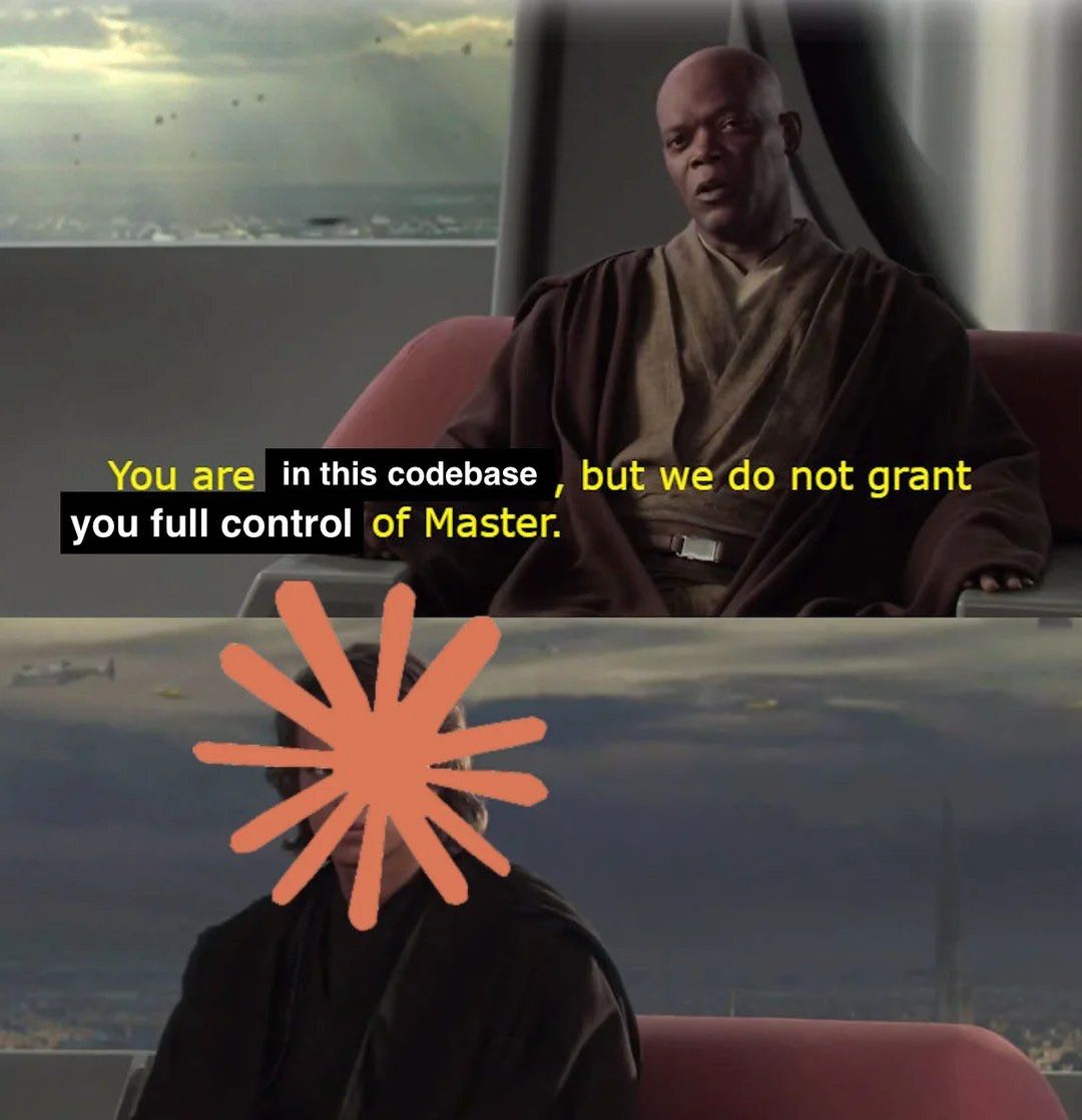 Мейс Винду говорит Энакину Скайуокеру: Ты в этой кодовой базе, но мы не даруем тебе полного контроля Мастера