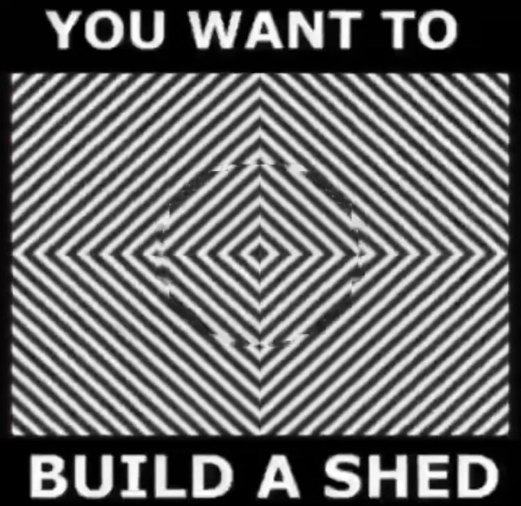 You want to build a shed Мем с оптической иллюзией, где виден силуэт человека, который бежит