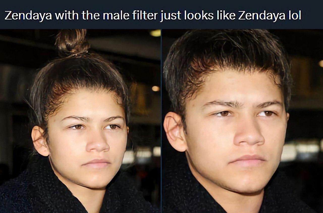 Zendaya with the male filter just looks like Zendaya Зендая с мужским фильтром все еще выглядит как Зендая