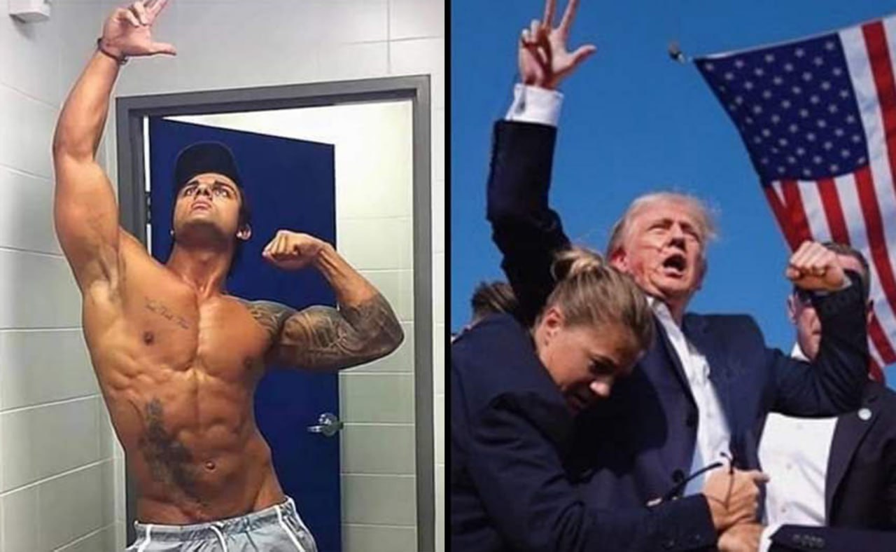 Zyzz и Трамп позируют Мем, сравнивающий позы Zyzz и Дональда Трампа